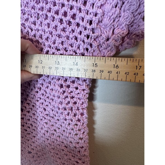 Free People Sweater Cardigan Womens XS Purple Crochet Collared Short Sleeve - Picture 7 of 10